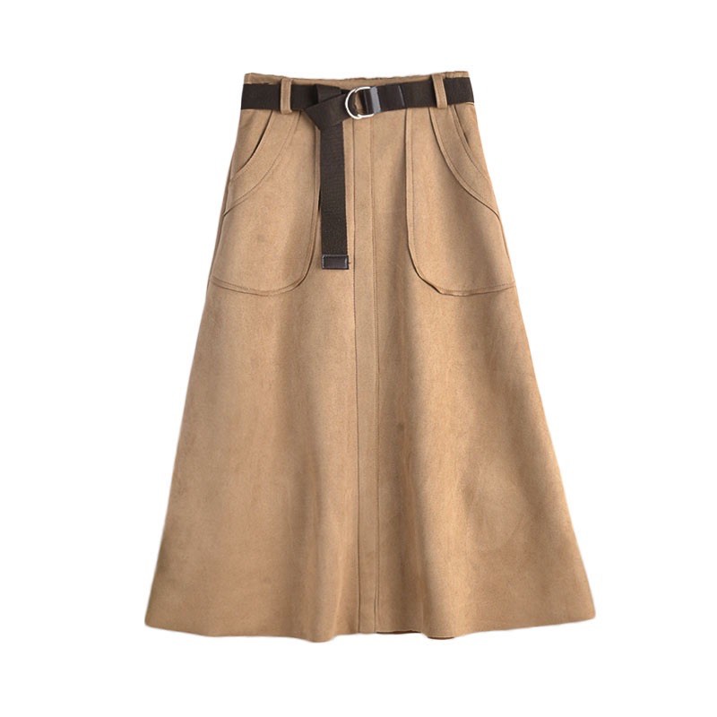 [ Retro Series ] Rok Suede Midi 7/8 Import Premium ( Midi Suede Skirt 7/8 Import Premium )