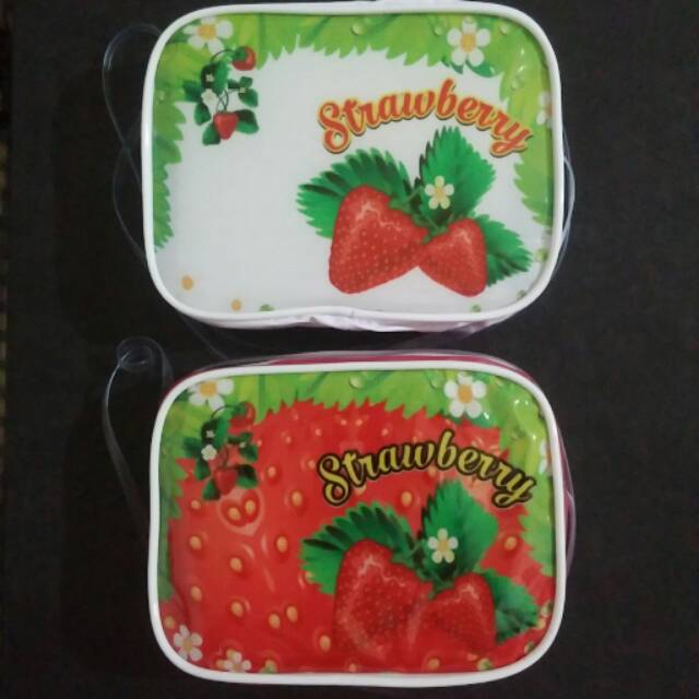 

Kotak pensil resleting tas selempang strawberry