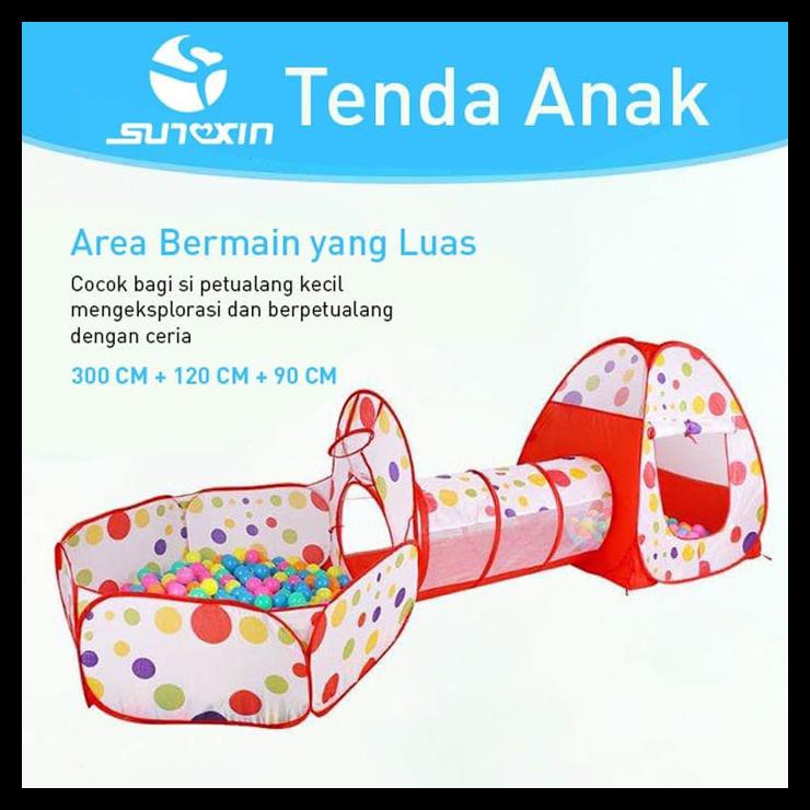 Keranjang Mandi Bola Lipat / Tenda Terowongan Anak / Terowongan Ruma - Merah
