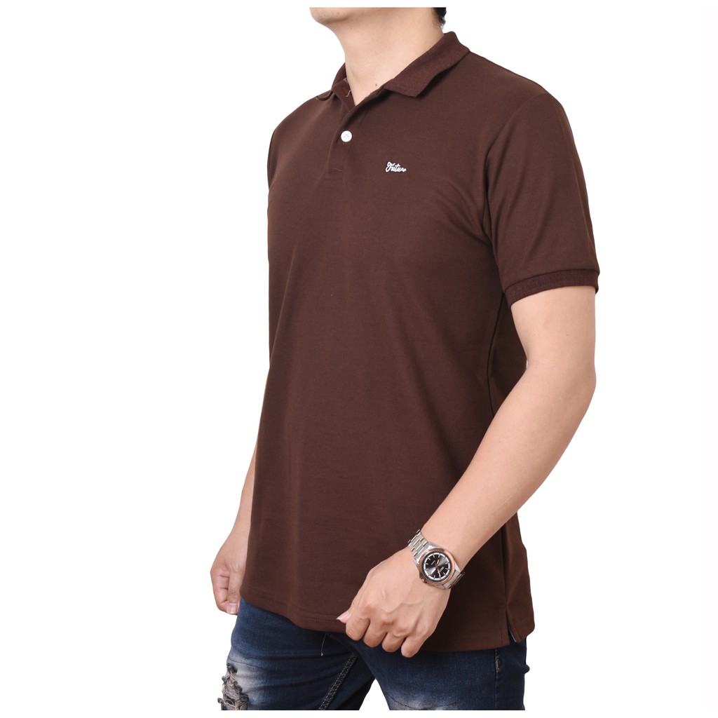 Polo shirt kaos kerah warna coklat gelap