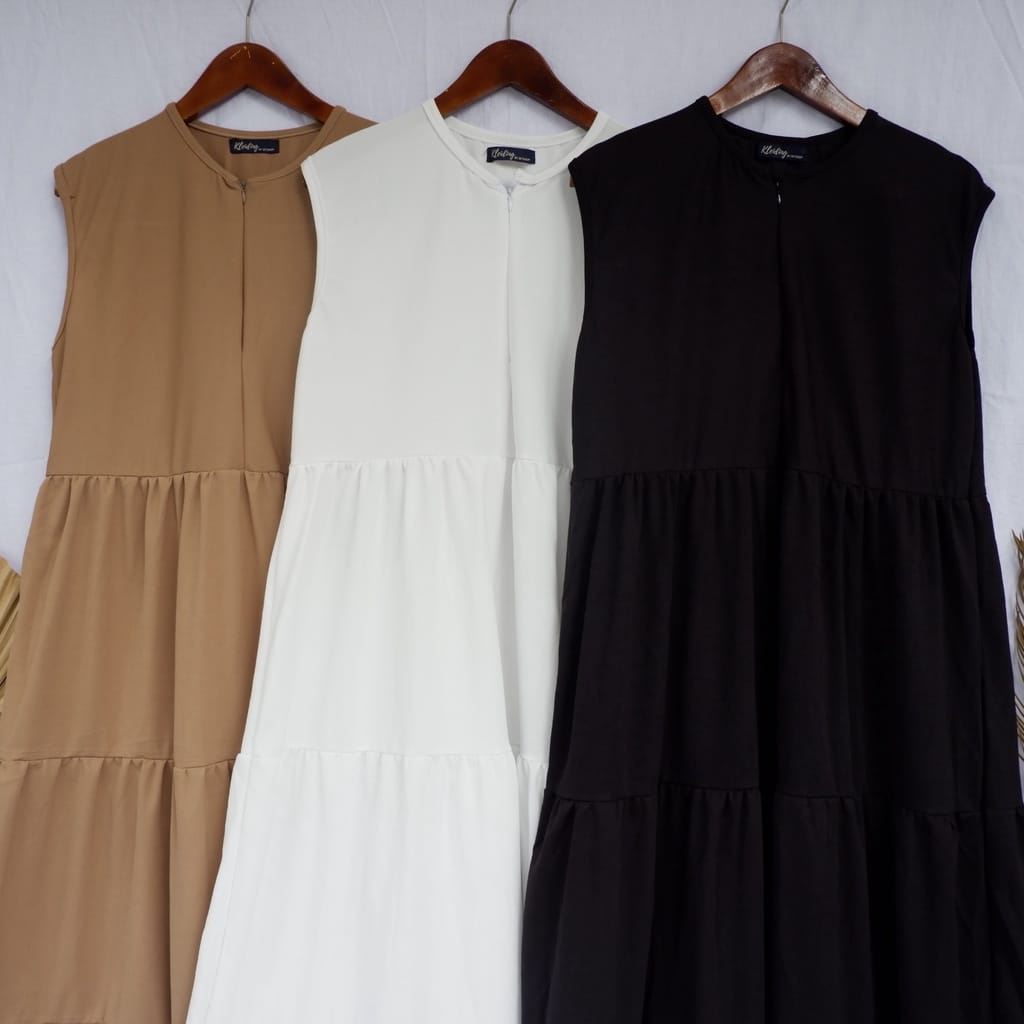 iner dress iner basic gamis tanpa lengan bahan jersey sangat bagus jersey jatuh dan adem