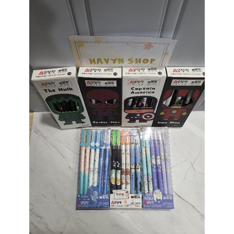 (12pc) pen bisa hapus/pen gel hapus/erasable pen/pen hapus lucu fancy ODEMEI-2
