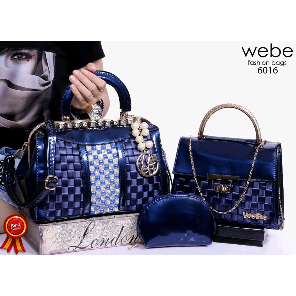 tas wanita webe behel 3 in 1 mewah elegan cantik fashion kerja party kondangan tas lebaran limited