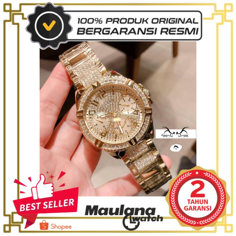 Free box JAM TANGAN PRIA WANITA | RANTAI | KULIT | KARET | MURAH | Wanita - Guess W1156L2 Strap Stai