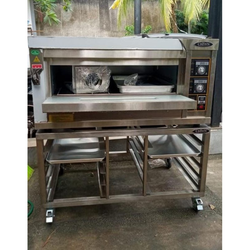 Oven Crown 20AS 1Deck 2 Tray dan Meja oven stainless