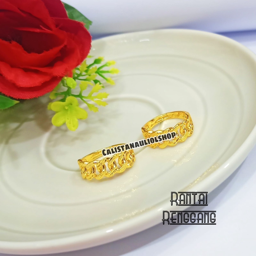 CINCIN RANTAI SETENGAH 08AL DESAIN UNIK LAPIS EMAS 24K ANTI KARAT