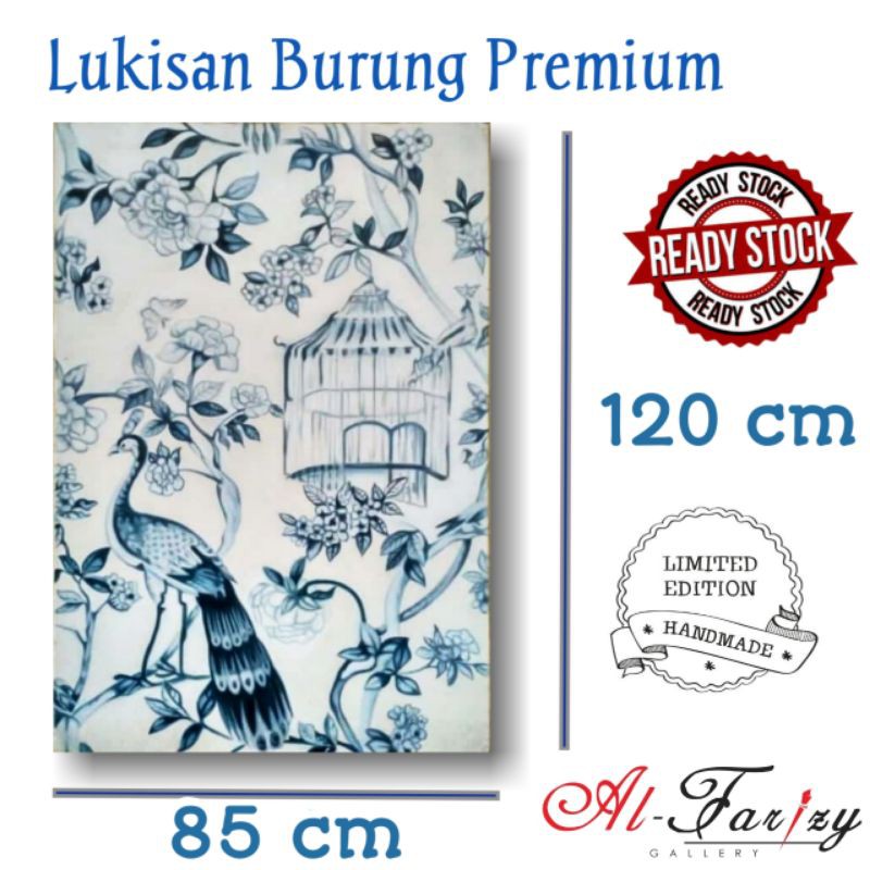 Lukisan Burung Merak kenari Dara Premium minimalis ukuran 120x85 cm dan 120x100 cm