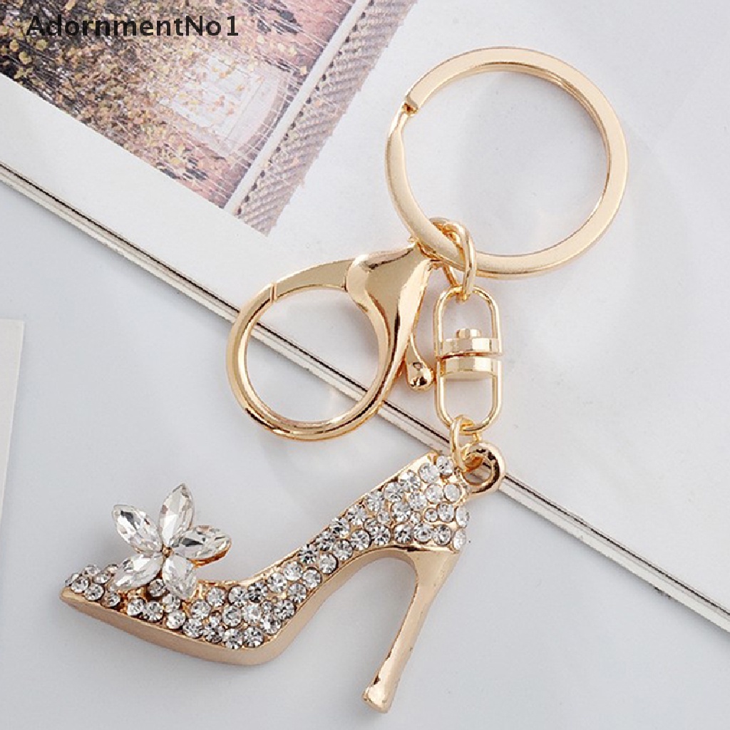 (AdornmentNo1) Gantungan Kunci Bentuk Sepatu High Heels Aksen Kristal Bahan Alloy Untuk Aksesoris Tas