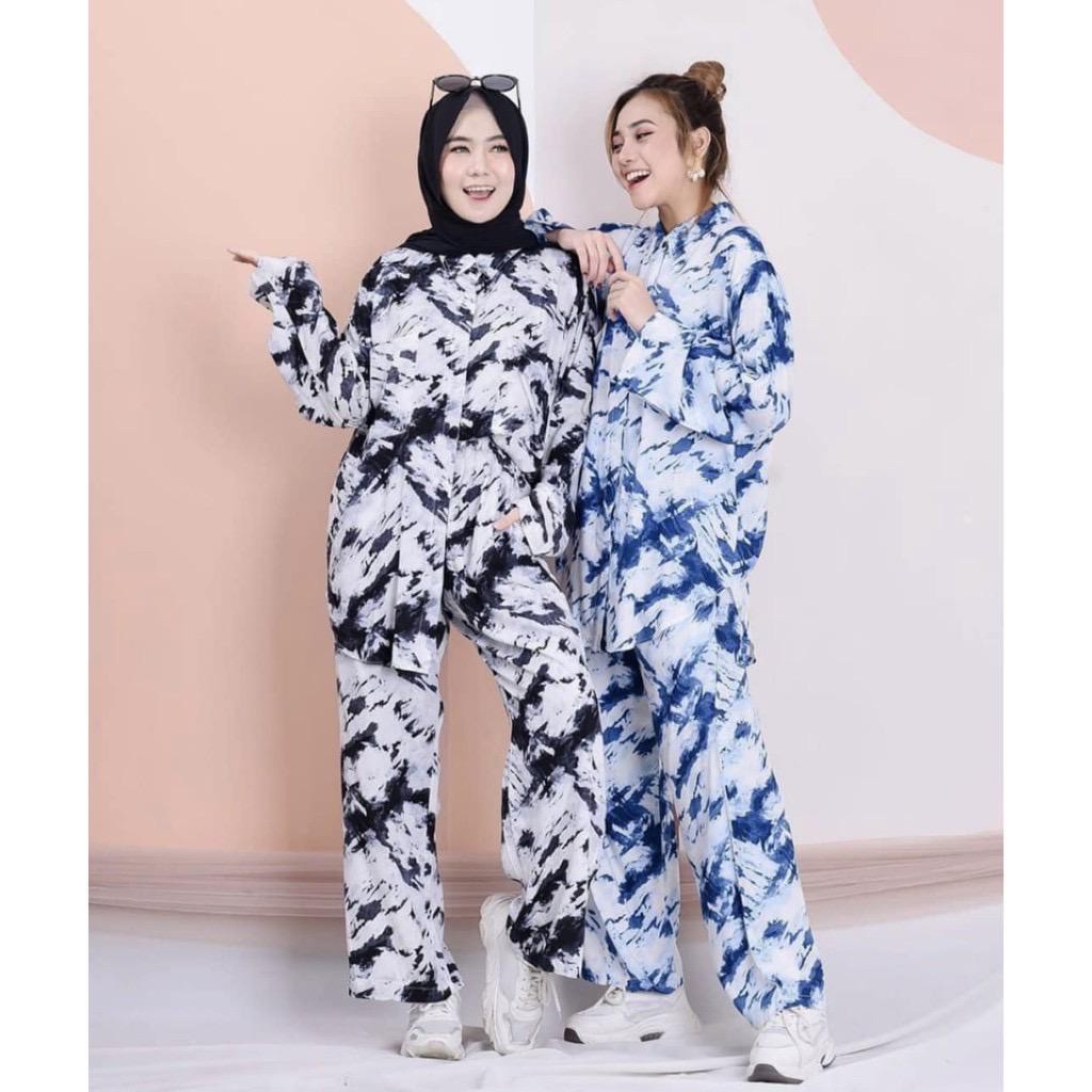 1KG MUAT 4SET | TIE DYE DAILY BASIC SET ONESET RAYON PREMIUM ATASAN CELANA HITS SELEBGRAM FASHION