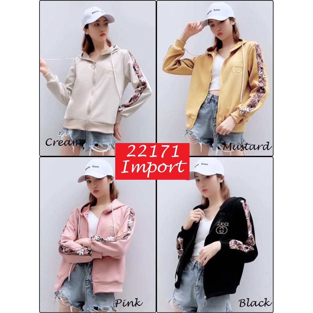 BC22171 - Jacket Hoodie (Import) bahan suede premium