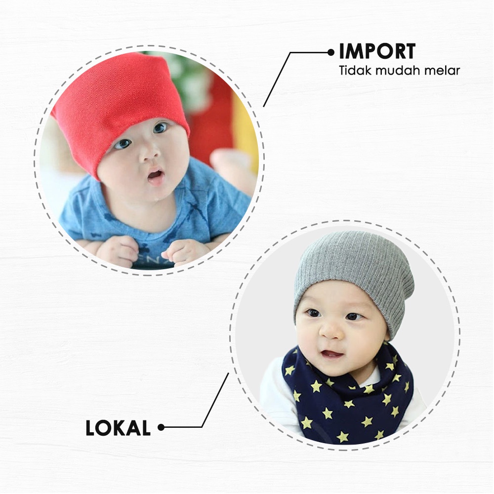 Topi Bayi BH-095 Topi Kupluk Bayi Topi Bayi Baru lahir Topi Bayi Unisex IMPORT