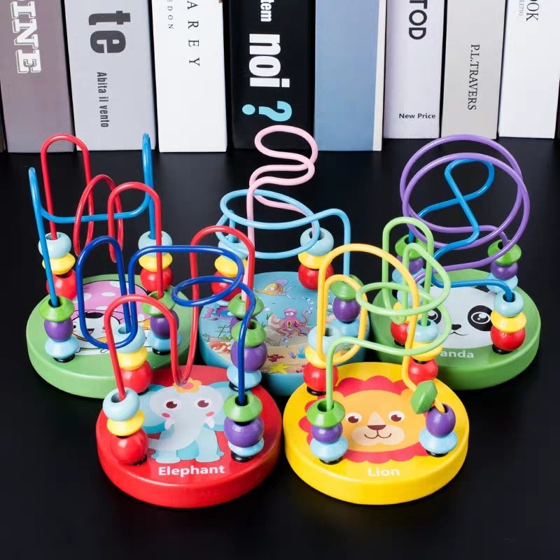 Mini Round Beads Wiregame Matching Game Mainan Balita Wooden Toys Sensory Play Mainan Kayu