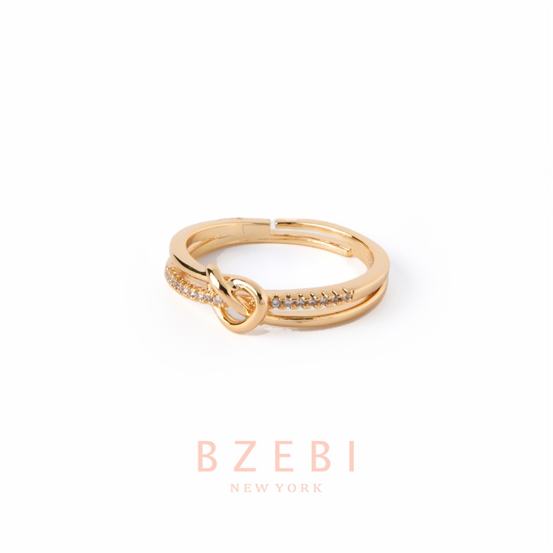 Bzebi Cincin Emas 18k Model Simpul Tali Adjustable Hias Berlian Imitasi 789r