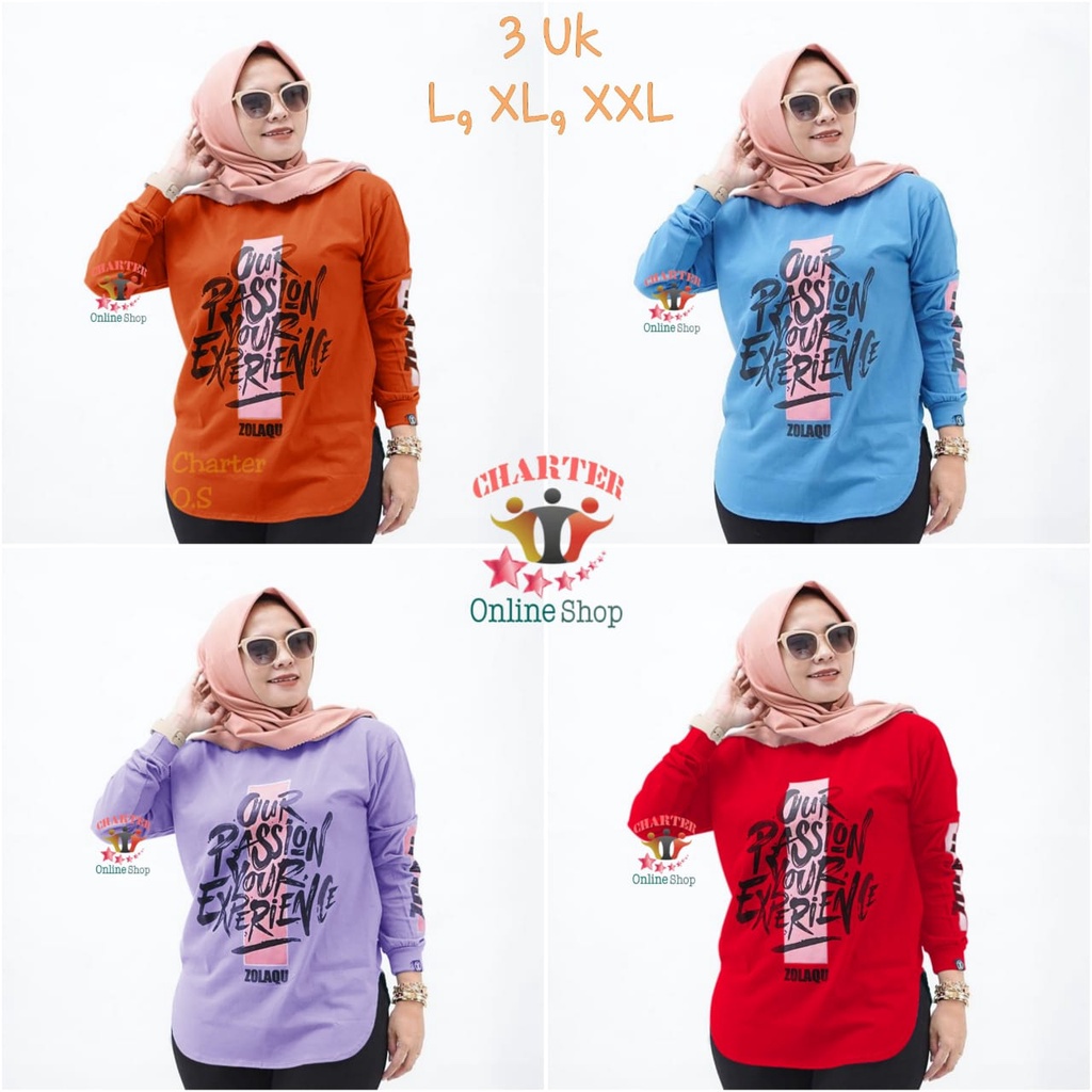 Tunik Wanita Semi Lengan Panjang Our Passion Zolaqu ( 3 Ukuran ) Terbaru Jumbo Murah Berkualitas Z3N