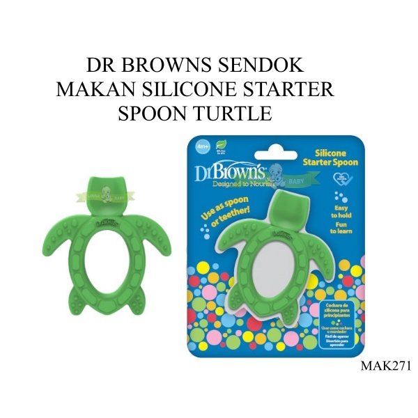 MAK271 DR BROWNS SENDOK  MAKAN SILICONE STARTER  SPOON TURTLE