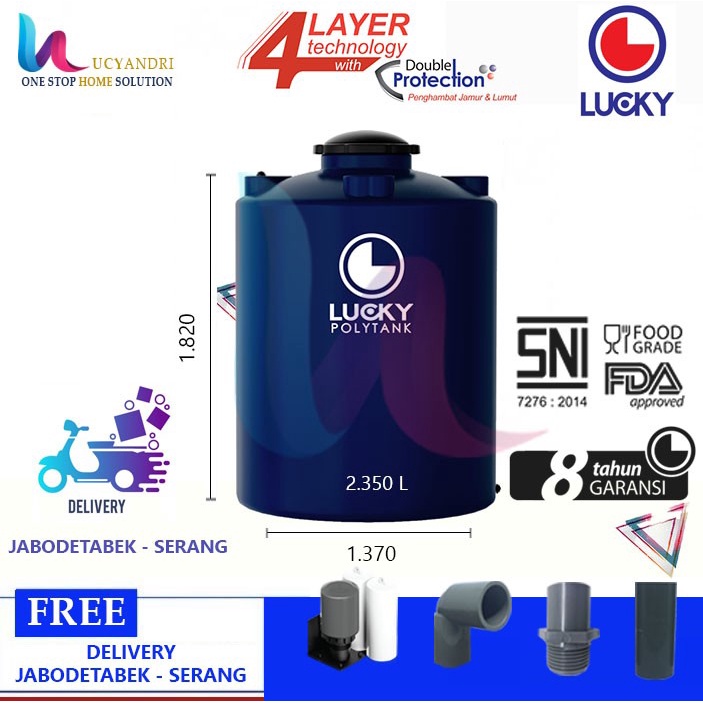 Tangki Air  Plastik  LS 2000 Polytank Lucky Standard/ Toren Air / Tandon Air