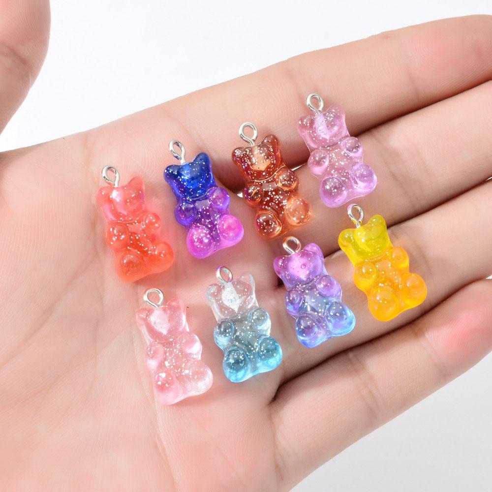 Temuan Perhiasan Agustina Datar Kembali Untuk Anting Kalung Membuat Kartun 23*11mm Gummy Bear Pendant