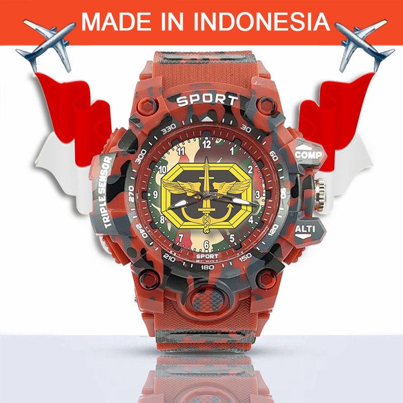 {Istimewa} Jam Tangan KOPASUS (TNI) -Merah Army Water Resistant