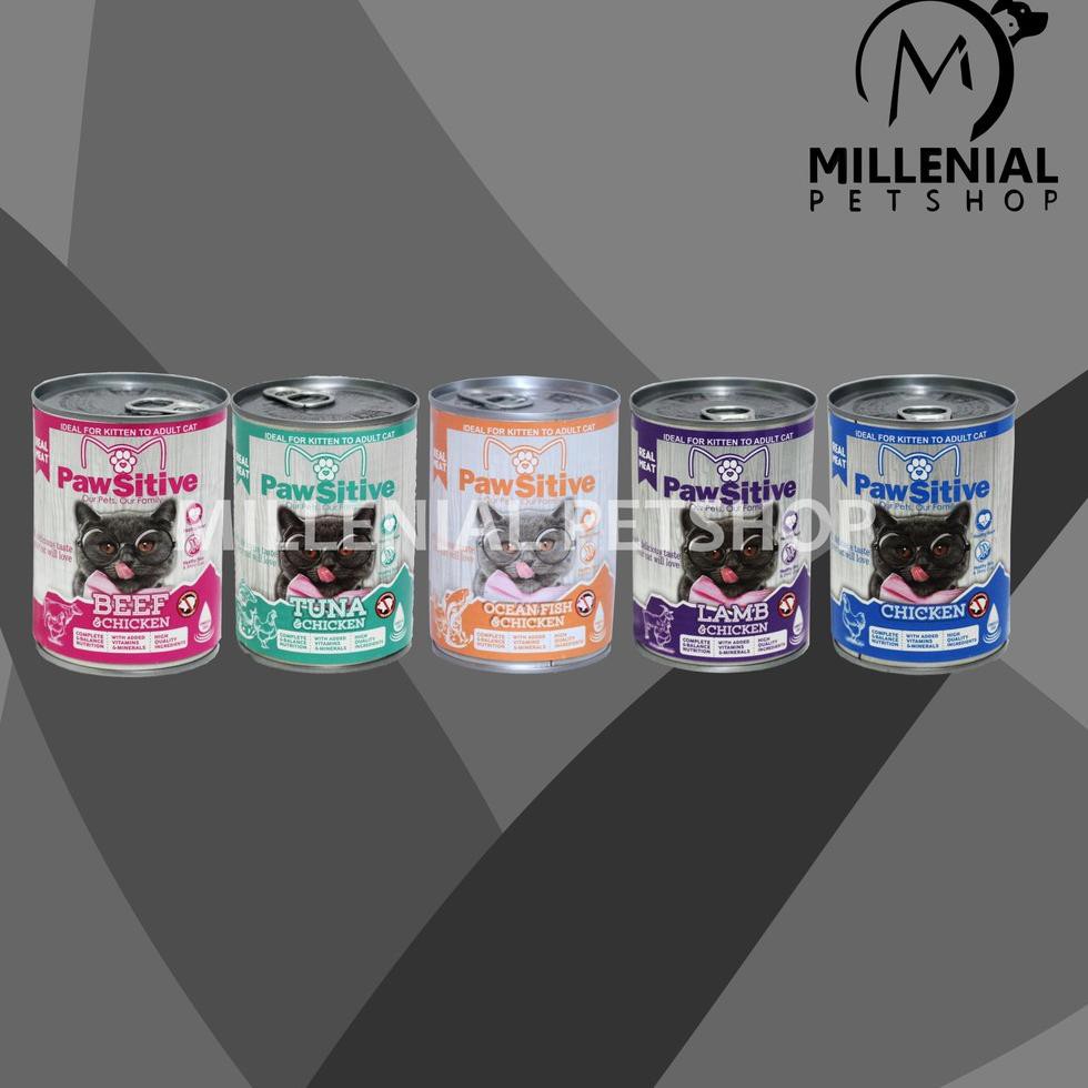 Best Terlaris JCPGF Pawsitive Makanan Basah Wet Food Anak Kucing Dewasa Kaleng 400 Gram J86 Terkini