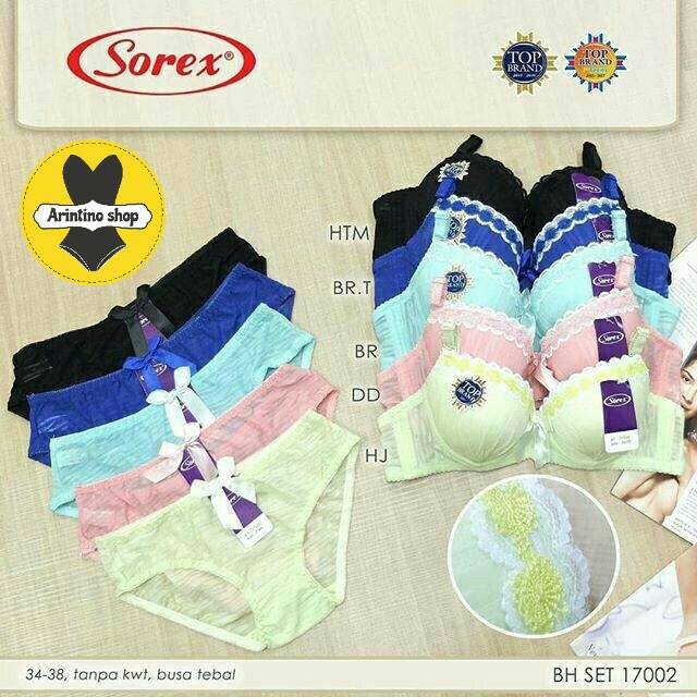 (1set) Bh Bra Set Sorex 17002 (CUP A) | Bra Satu Set Busa Kawat |
