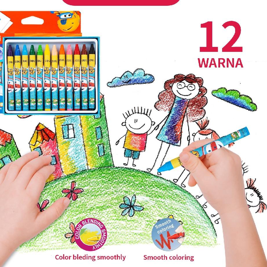 

PROMO BESAR (njn-597) Deli Super Wings Krayon lilin φ8 * 90 Round Barrel 12/18/24 warna EC21000