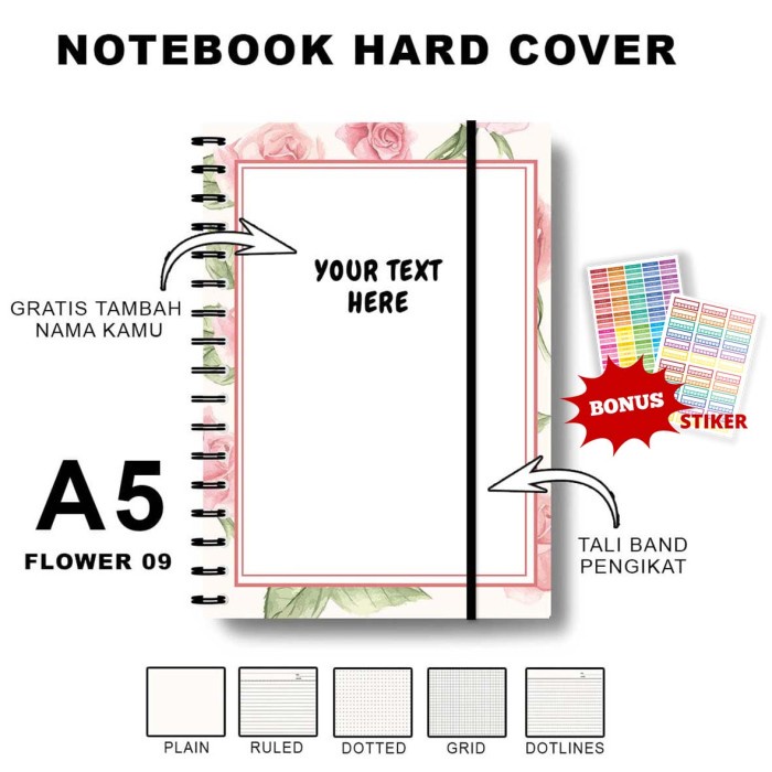 

Trendi Notebook Hardcover A5 Motif Flower 3/Journal/Buku Spiral/Agenda/Jurnal Sale!!!