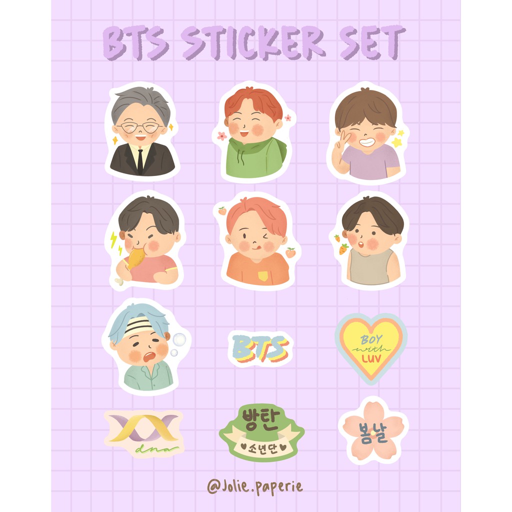 

BTS sticker set / art sticker / kpop sticker / sticker illustrasi