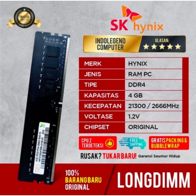 RAM HYNIX LONGDIM DDR4 4GB PC2666