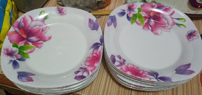 (6pcs) Piring Melamin Segi Cekung Unica 9 Motif Bunga / M5109