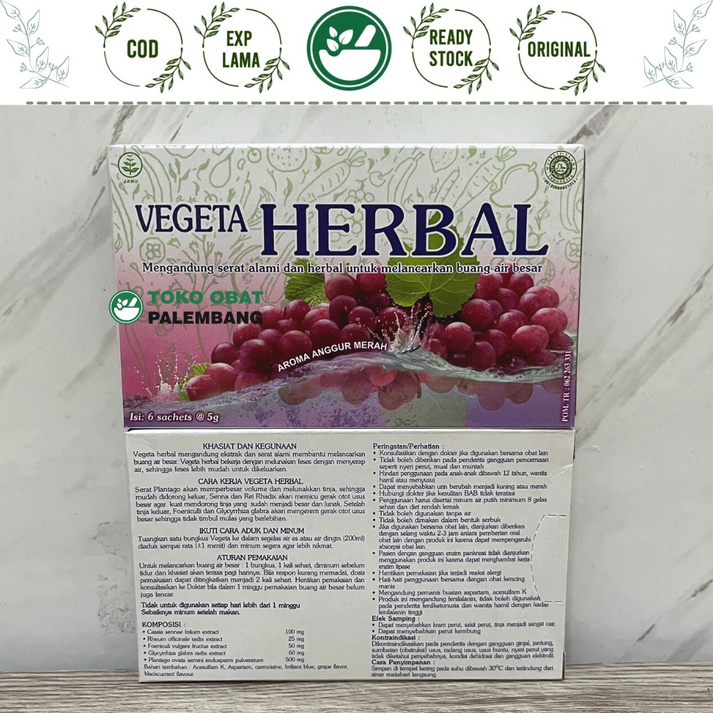 

VEGETA HERBAL 6 SACHET ANGGUR MERAH MELANCARKAN BUANG AIR BESAR FIBER FIBRE