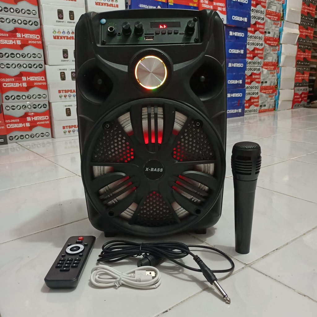 Speaker Bluetooth Karaoke SONIA SN-955 8.5 Inch Free Mic &amp; Remote Control Super Bass