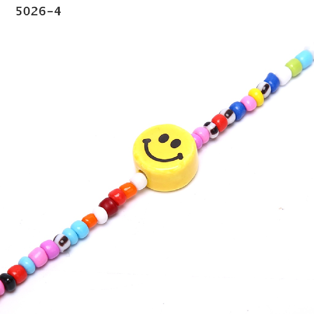 5026-4 Gelang Tangan Manik-Manik Motif Smiley Face Warna-Warni Ala Boho Untuk Wanita / Hadiah