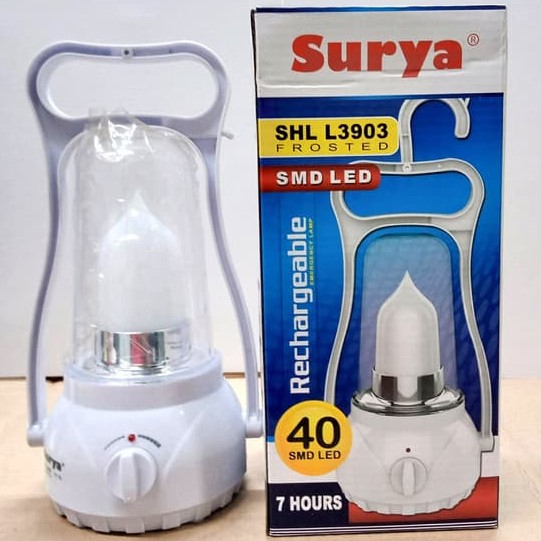 Surya Lampu Emergency Petromak SHL L3903 Frosted SMD 40 LED Light Led Dimmer Switch Rechargeable