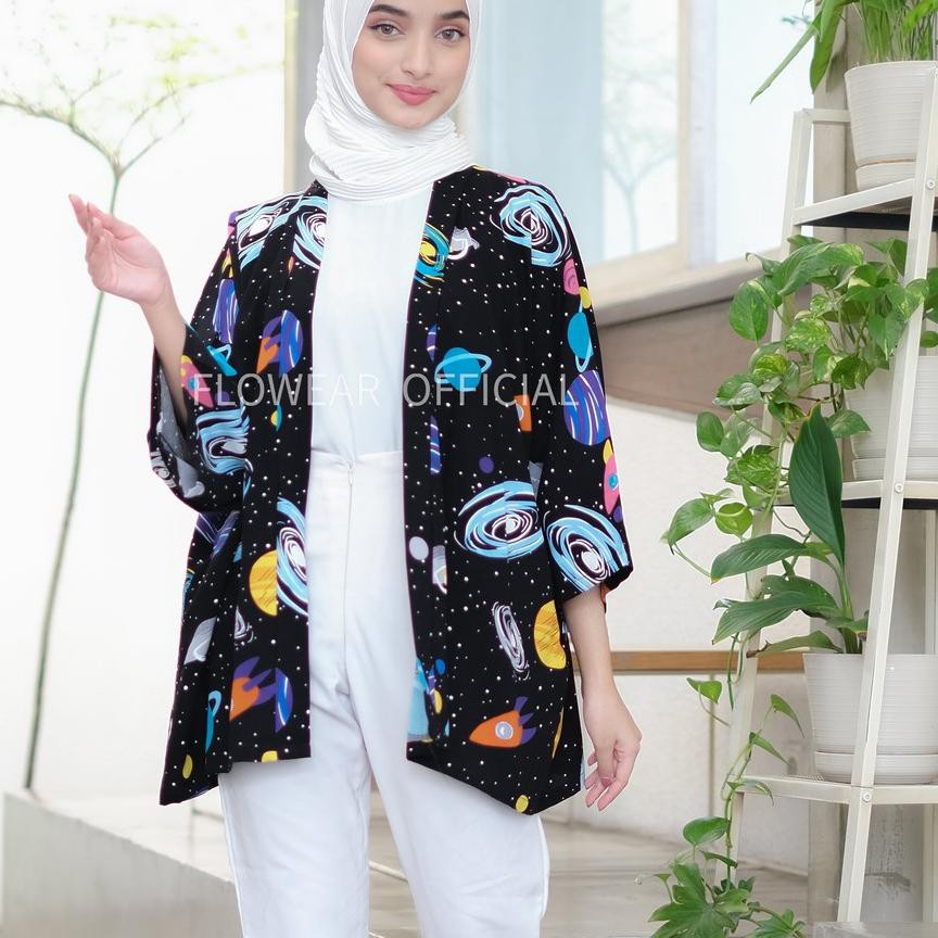 ☇ FLOWEAR Aora Outer Kimono Cheersful Series | Cardigan Jumbo Wanita ❊