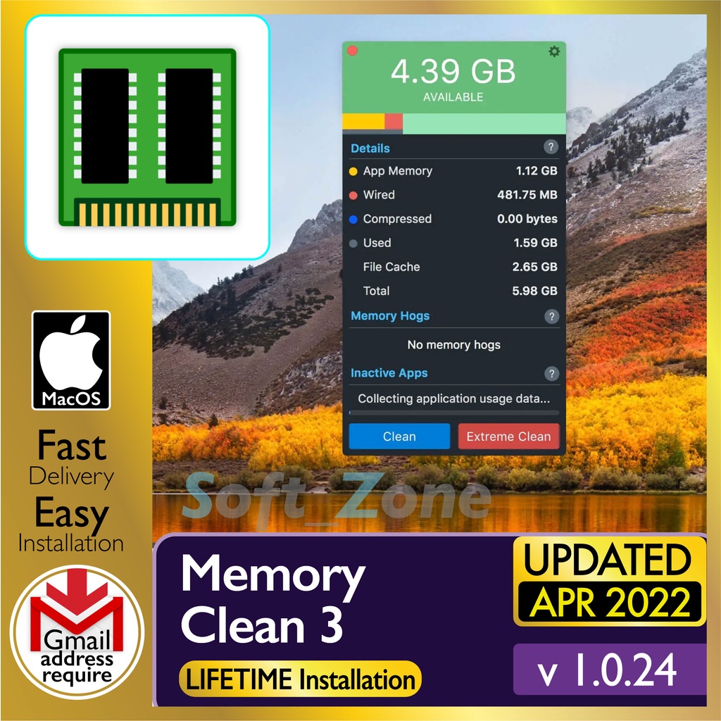 

Mmry Cln 3 v1.0.24 - Spr Pwrfl Mmry Clnng Utlty [mcOSX Mntry (Intl/M1) Spprt] - Dgtl Dwnld