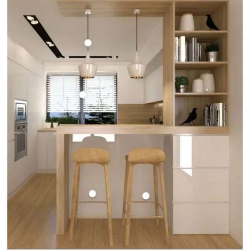 Meja Bar Full Set Minimalis Modern - Sudah Dirakit Dan Bisa Custom - Tidak Termasuk Lampu - Latopia 