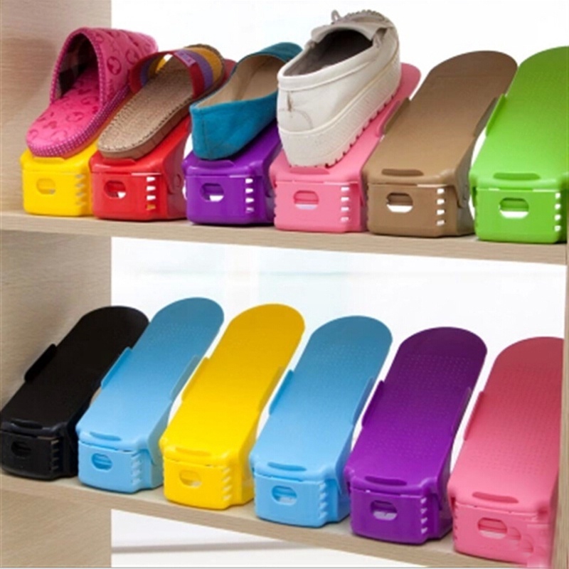 Home Adjustable Diy Stereoscopic Double Plastic Shoe Rack Shoes Shelf Holder Organizer Shopee Indonesia