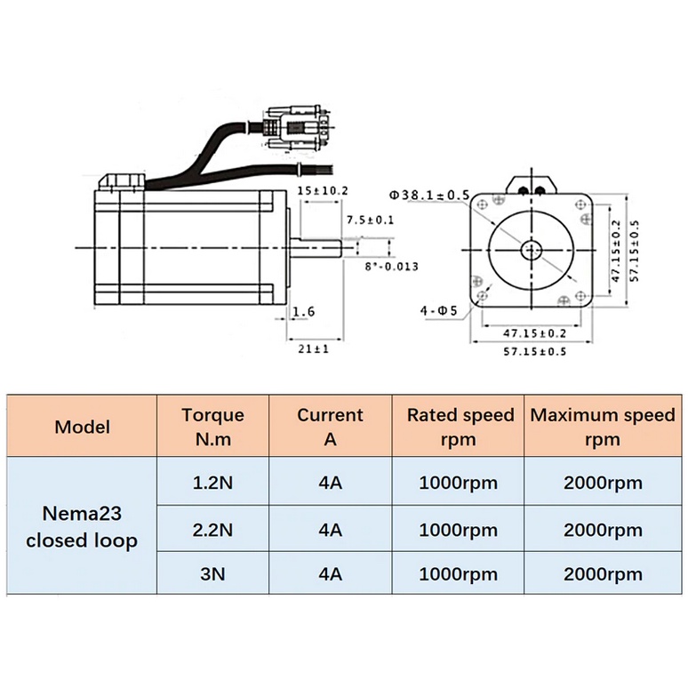 [HAEBOT] Kit Motor Stepper Nema 23 Closed Loop 3Nm Servo HBS57H Hybrid 3.5A CNC Router Laser Milling RPM Tinggi Bipolar 2 Phase Robot Plasma