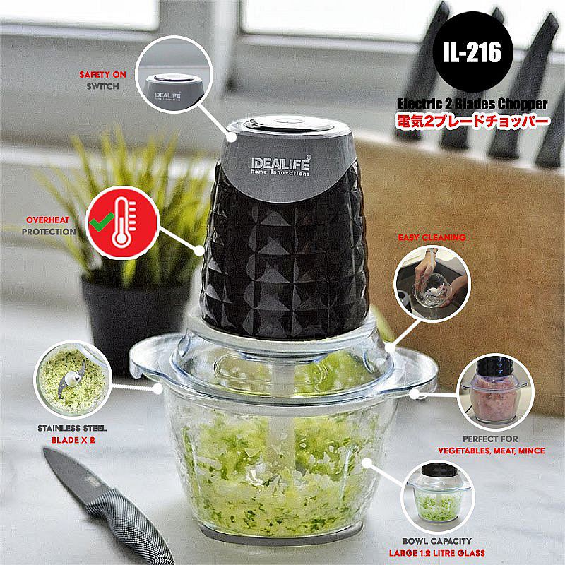 Idealife Food Processor Chopper Electric Penggiling Daging Bumbu Serbaguna Listrik IL-216 IL216