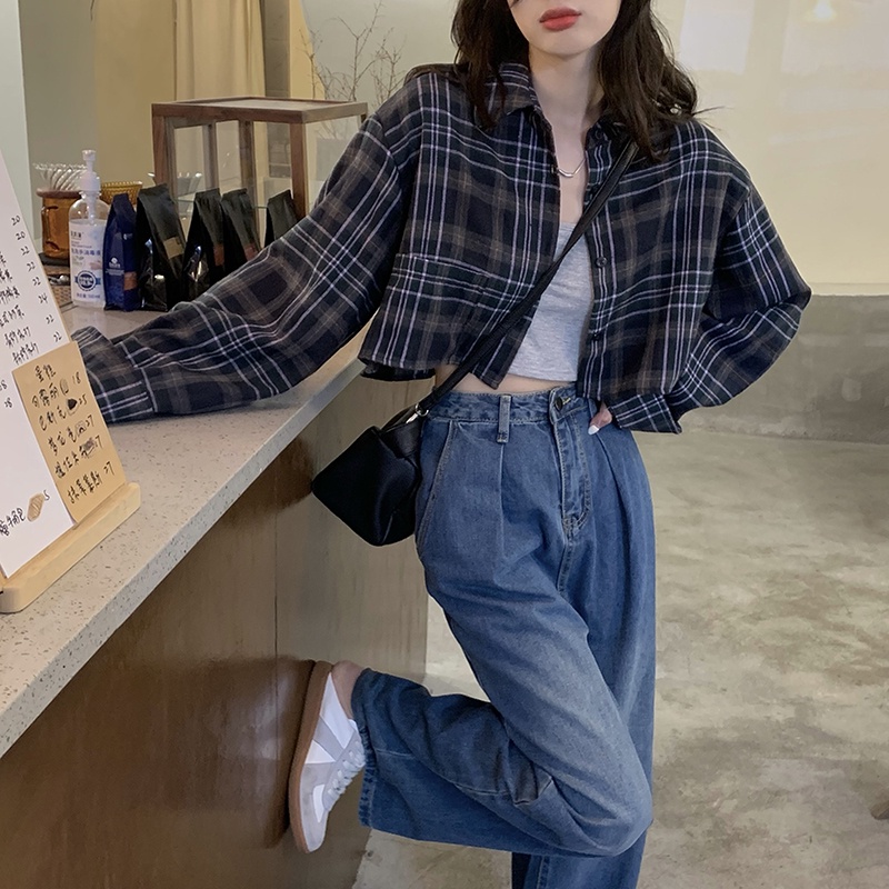 New biru laut high waist murah celana jeans panjang wanita boyfriend kulot