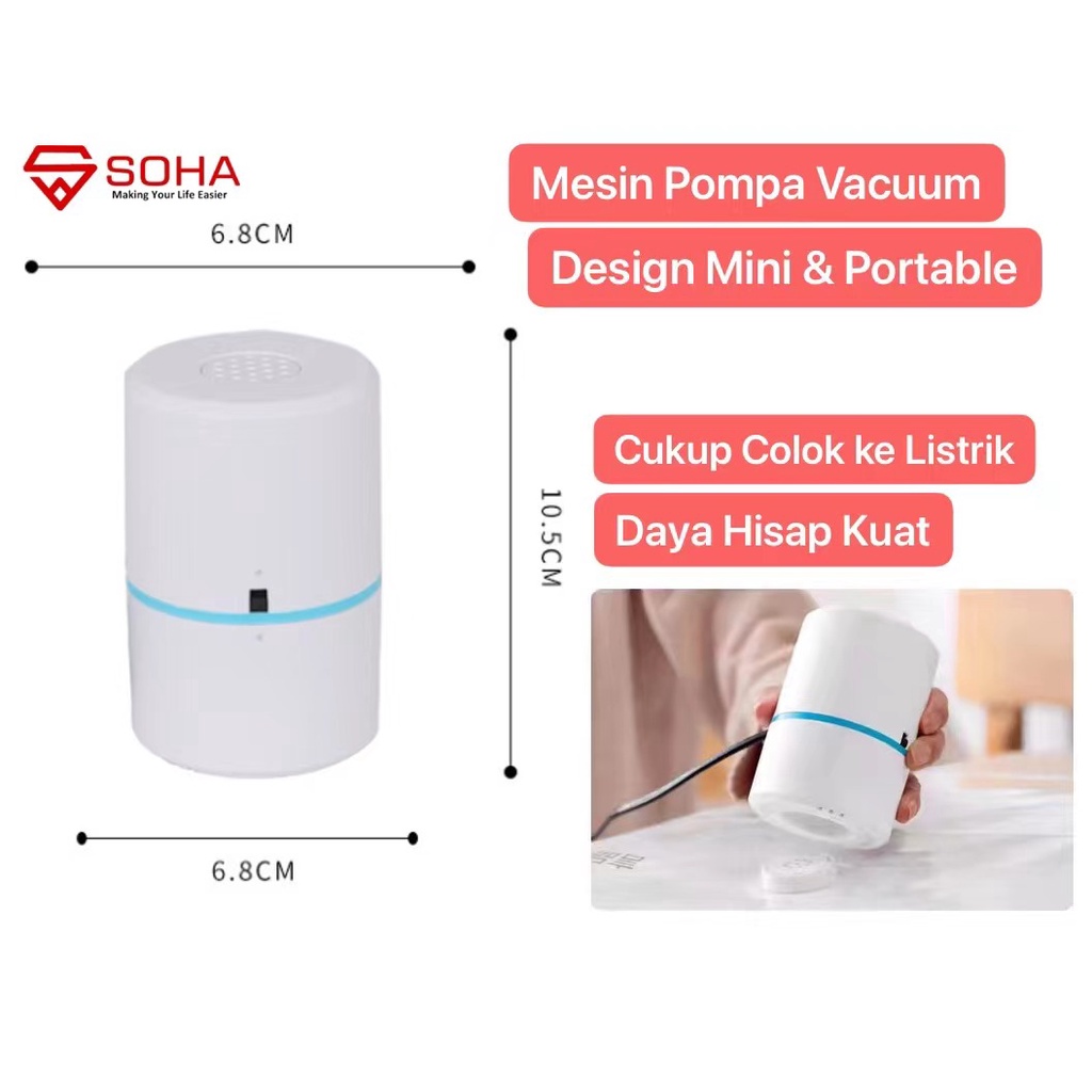 MVS-15 Mesin Alat Pompa Vakum Baju Design Mini Portabel Colokan Listrik Vacuum Daya Hisap Kuat Vacum Bag Baju Spring Bed atau bantal