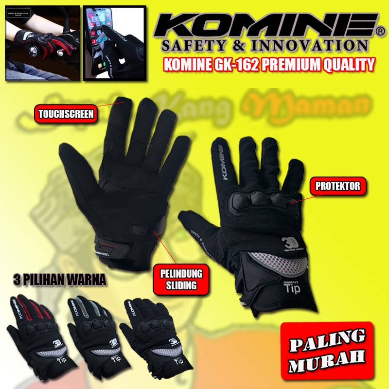 Sarung Tangan Motor Touch Screen Glove Mesh Komine GK 162 Gloves Full Finger Premium