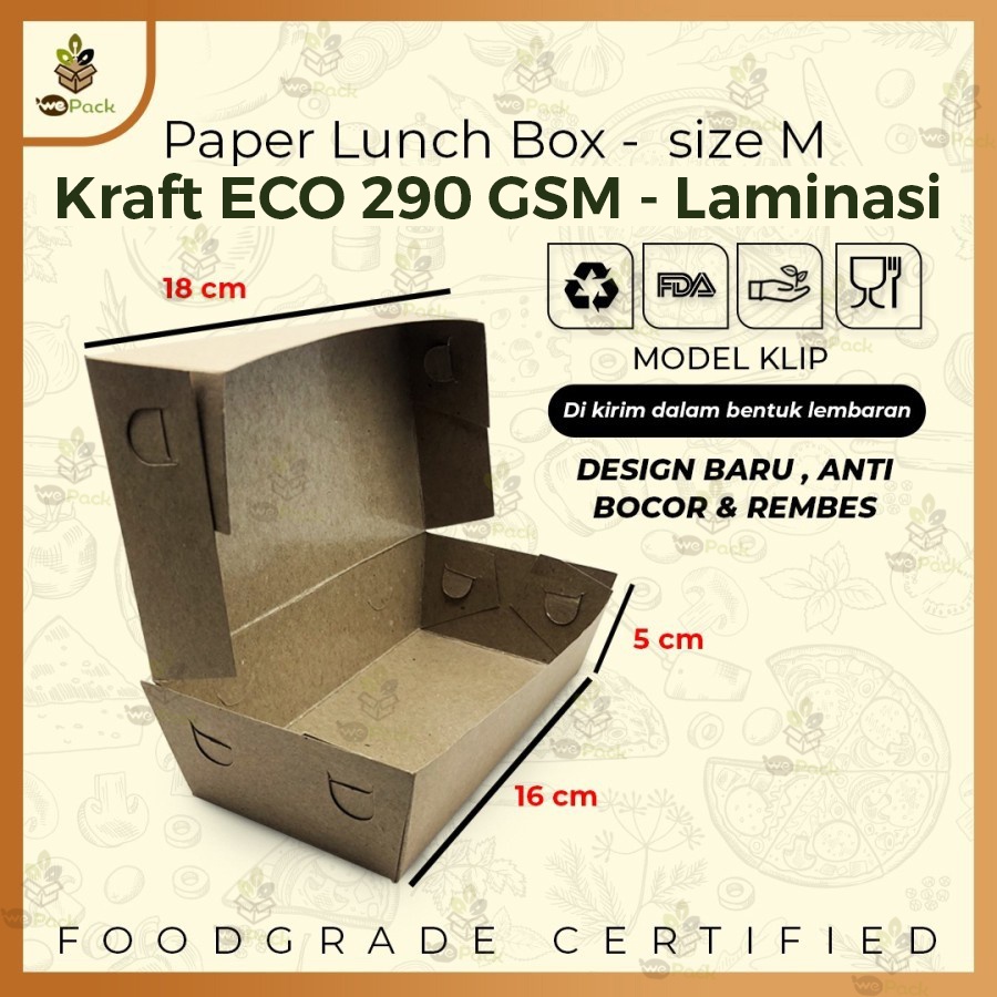 Jual Paper Lunch Box Ukuran M Gsm Sedang Kotak Makan Kertas Take Away Eco Shopee Indonesia