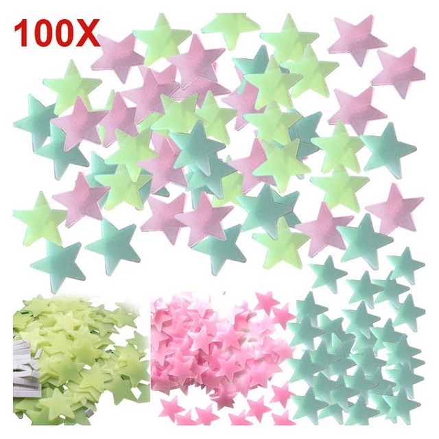 GID03 Glow in The Dark Star Bintang 100Pcs / Stiker Dinding Bintang Terang Dalam Gelap / Wall Sticker / Dekorasi Dinding