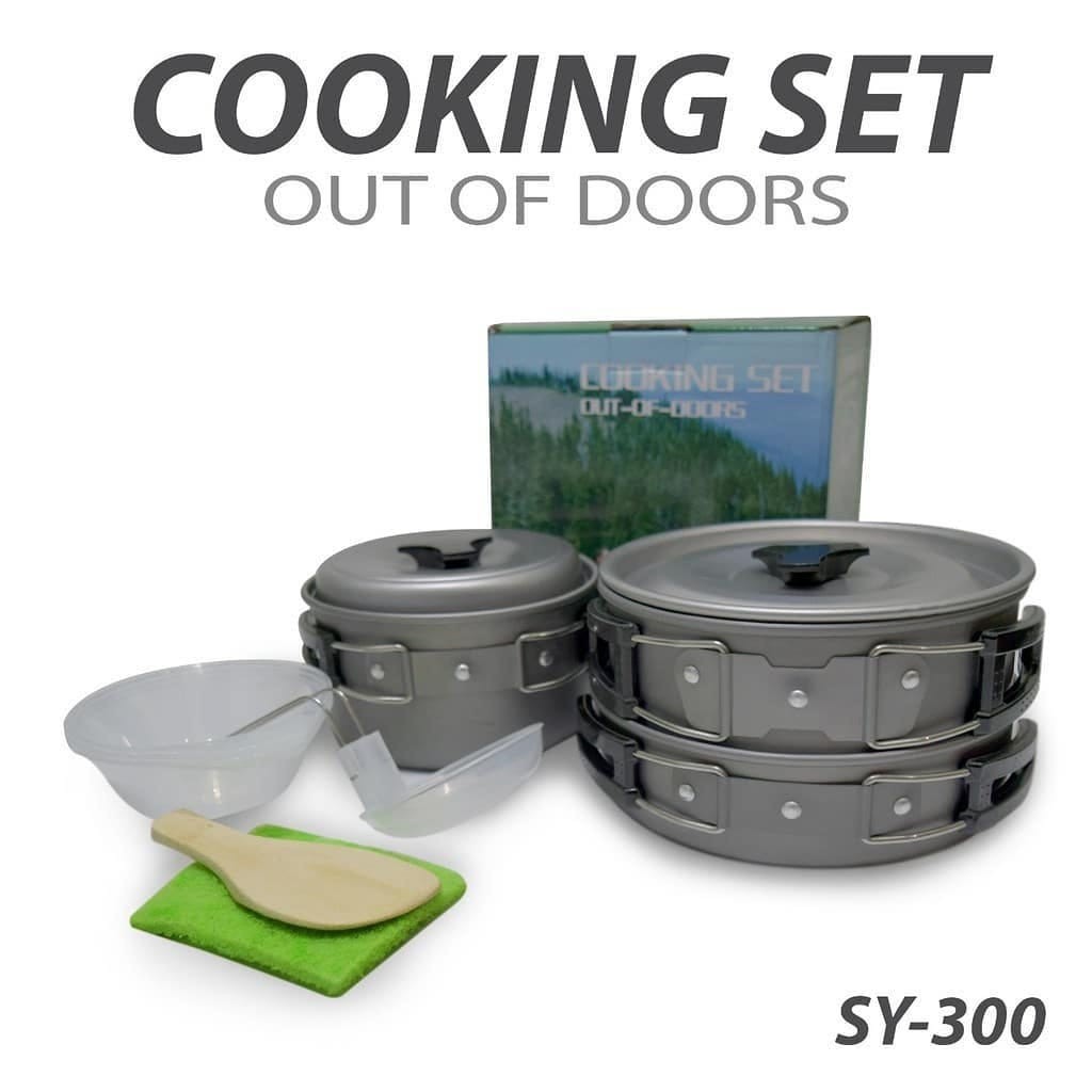 Cooking Set SY 300 Alat Masak Camping Bahan Teflon -  Isi 3