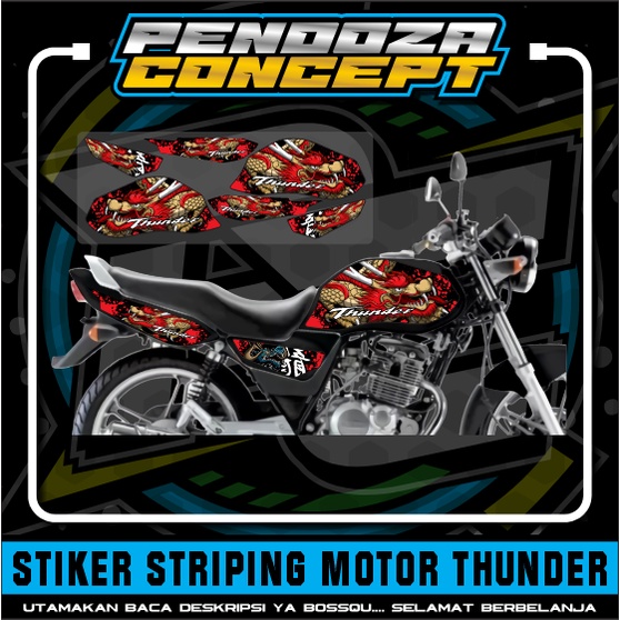 ready stock sticker striping motor thunder naga merah