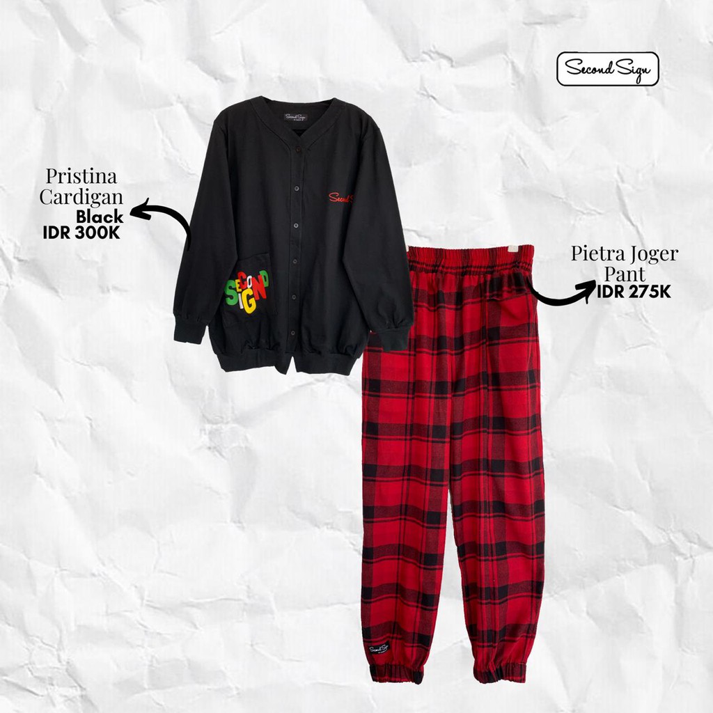 SECOND SIGN PRISTINA CARDIGAN BLACK + SECOND SIGN PEITRA JOGER PANT
