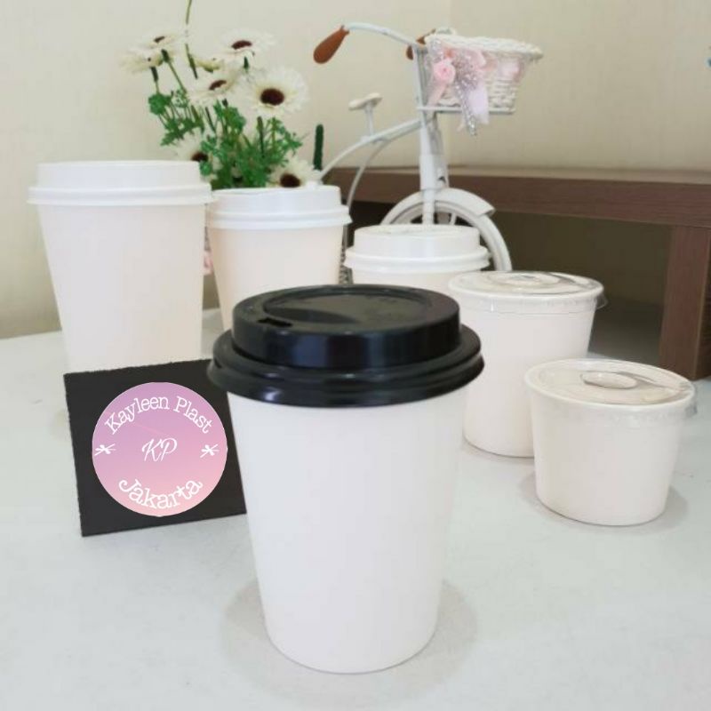 Paper Cup 9oz + Tutup /  Gelas Kertas Kopi Tahan Panas Isi 50 Pcs