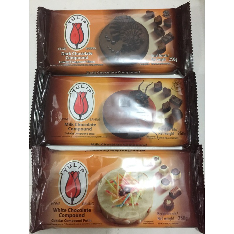 Tulip Dark Chocolate Compound DCC 250gr Coklat Batang Coklat Masak