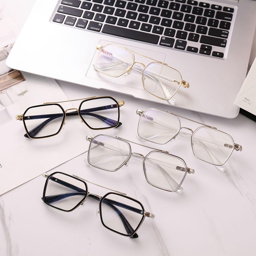 Lily Eyeglasses Kacamata Kelas Komputer Vintage Bingkai Ganda Perlindungan UV Kacamata Baca Poligon